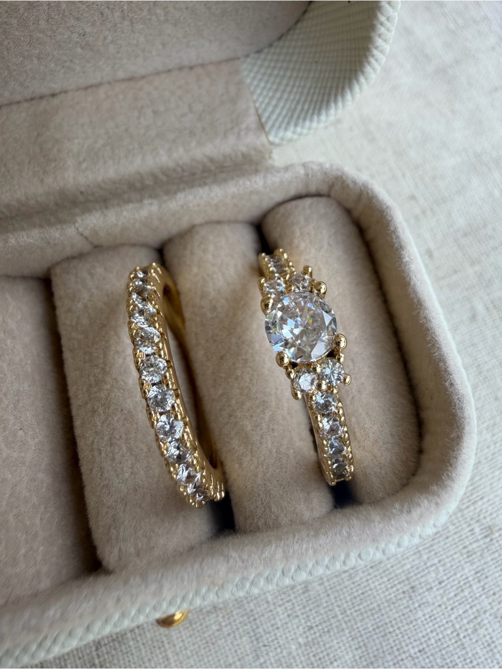New Gold Engagement Ring Set in Yellow Gold 2 Rings size 6